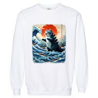 Catzilla Cat Japanese Art Funny Cat Adventure Garment-Dyed Sweatshirt