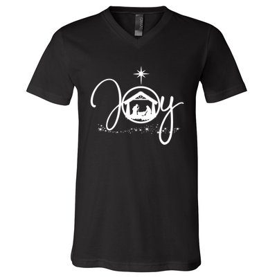 Christian Christmas Joy Jesus Nativity Scene Faith Gift TShirt V-Neck T-Shirt