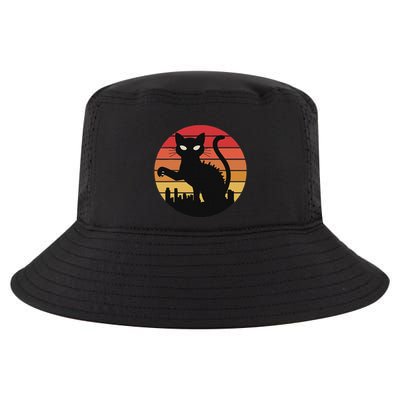 Catzilla Cat Japanese Sunset Retro Cute For Women Cool Comfort Performance Bucket Hat