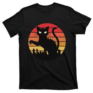 Catzilla Cat Japanese Sunset Retro Cute For Women T-Shirt