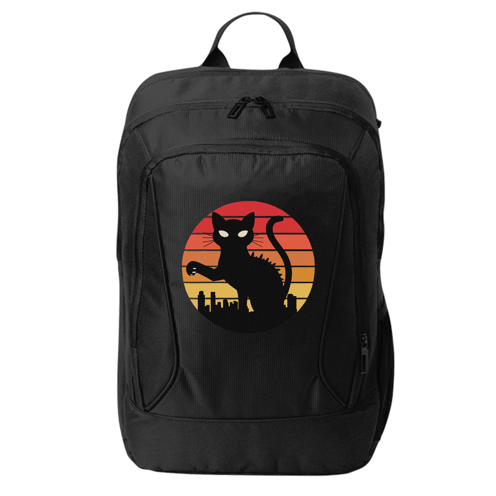 Catzilla Cat Japanese Sunset Retro Cute For Women City Backpack