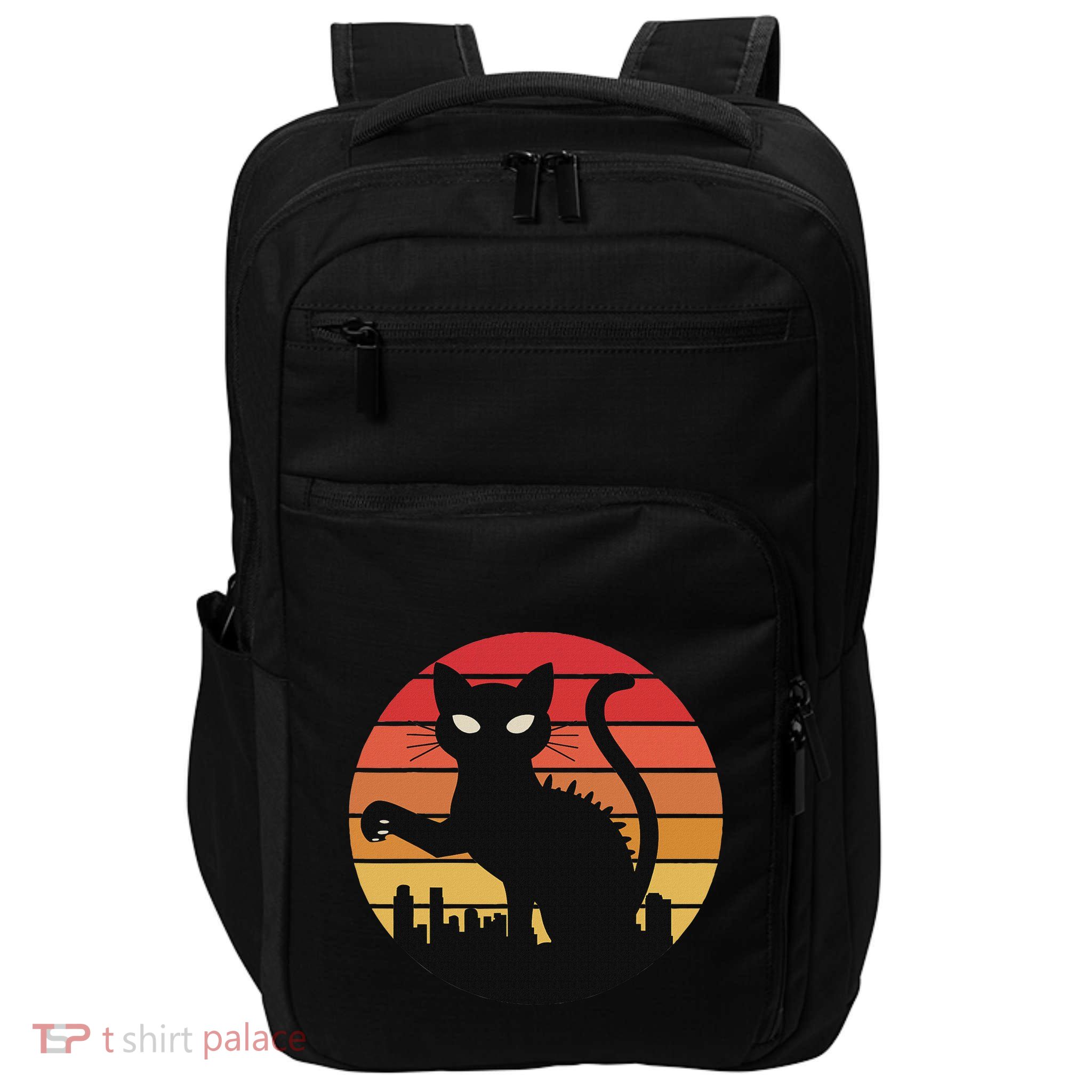 Catzilla Cat Japanese Sunset Retro Cute For Women Impact Tech Backpack