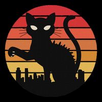 Catzilla Cat Japanese Sunset Retro Cute For Women Backpack