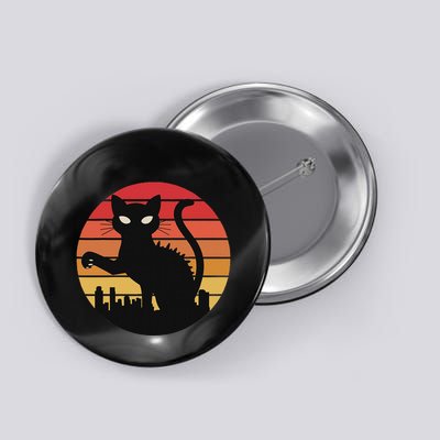 Catzilla Cat Japanese Sunset Retro Cute For Women Button