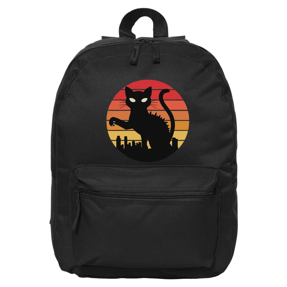 Catzilla Cat Japanese Sunset Retro Cute For Women 16 in Basic Backpack