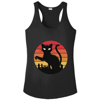 Catzilla Cat Japanese Sunset Retro Cute For Women Ladies PosiCharge Competitor Racerback Tank