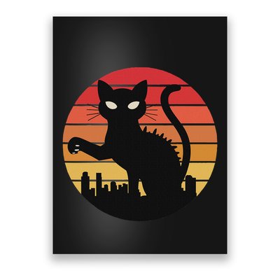 Catzilla Cat Japanese Sunset Retro Cute For Women Poster