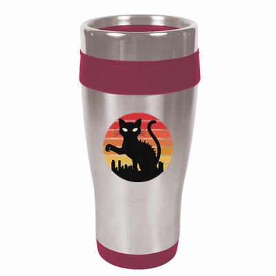 Catzilla Cat Japanese Sunset Retro Cute For Women 16oz Travel Tumbler