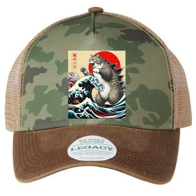 Catzilla Cat Japanese Art Funny Cat Gifts Legacy Tie Dye Trucker Hat