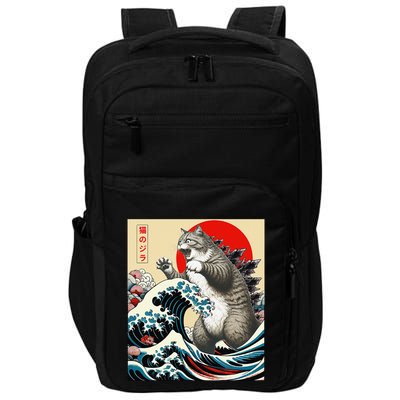 Catzilla Cat Japanese Art Funny Cat Gifts Impact Tech Backpack