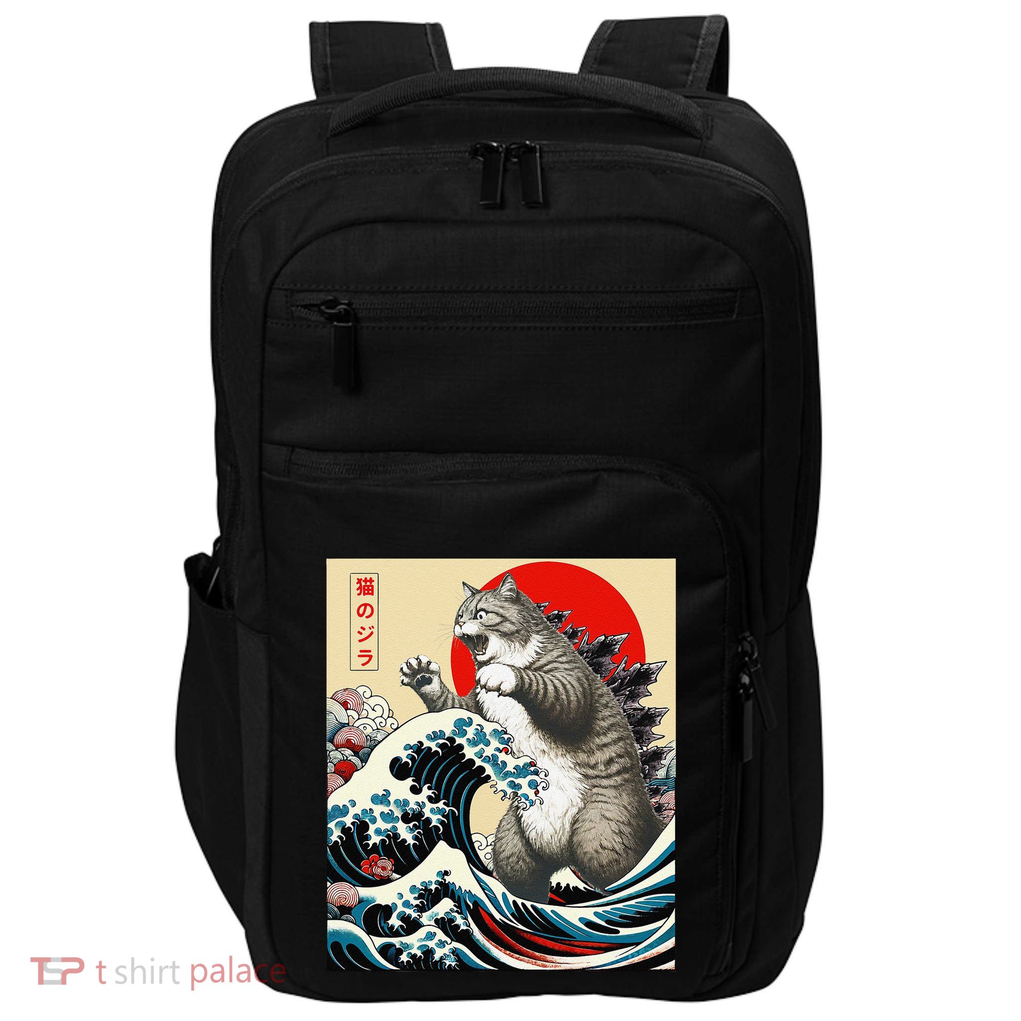 Catzilla Cat Japanese Art Funny Cat Gifts Impact Tech Backpack