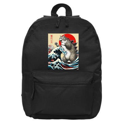 Catzilla Cat Japanese Art Funny Cat Gifts 16 in Basic Backpack