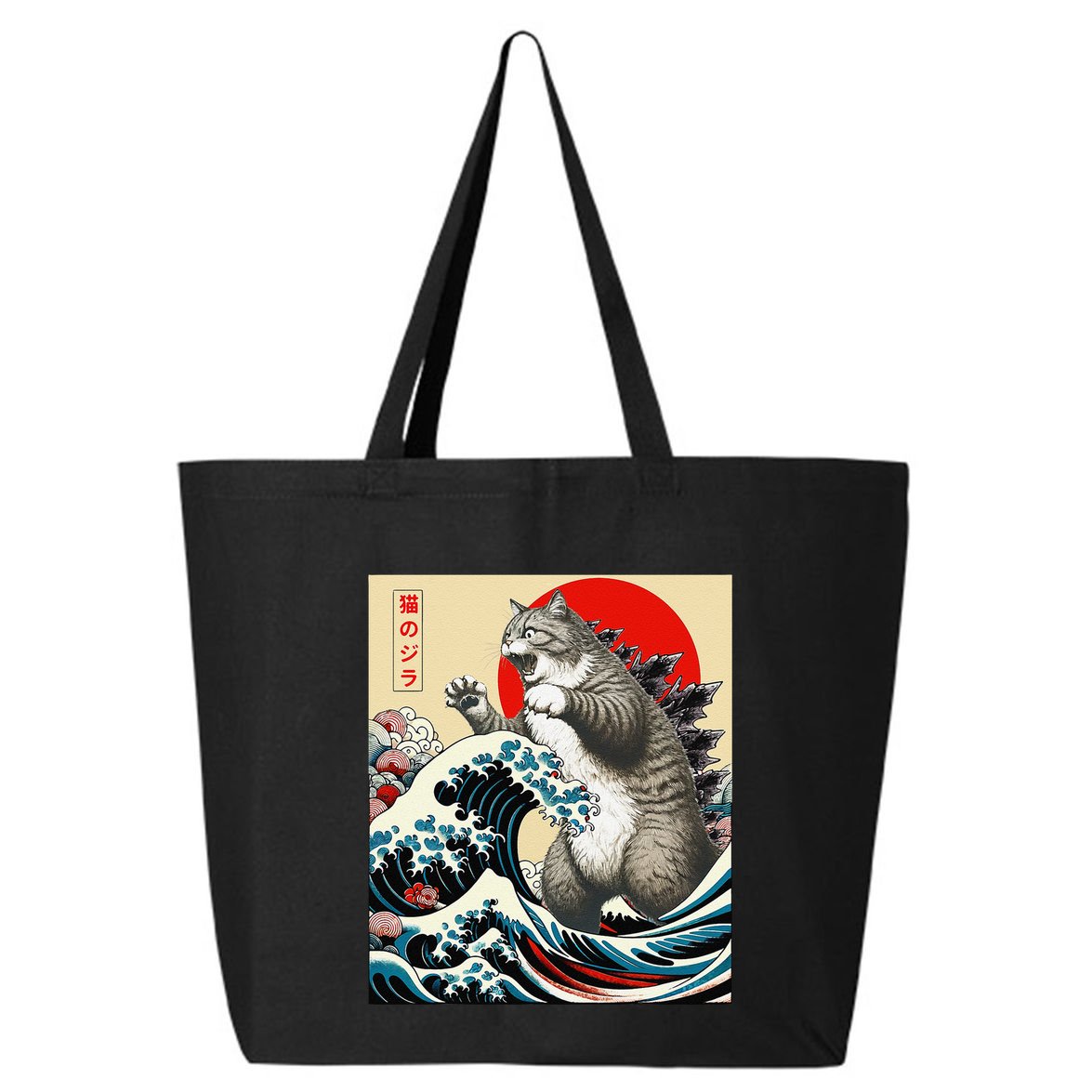 Catzilla Cat Japanese Art Funny Cat Gifts 25L Jumbo Tote