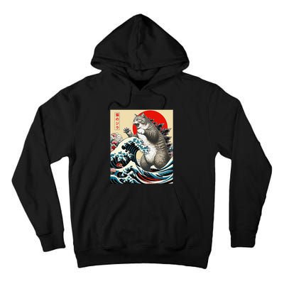 Catzilla Cat Japanese Art Funny Cat Gifts Tall Hoodie