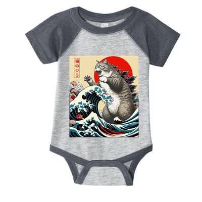 Catzilla Cat Japanese Art Funny Cat Gifts Infant Baby Jersey Bodysuit