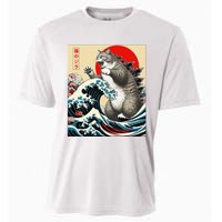 Catzilla Cat Japanese Art Funny Cat Gifts Cooling Performance Crew T-Shirt