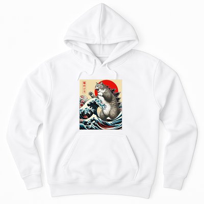 Catzilla Cat Japanese Art Funny Cat Gifts Hoodie