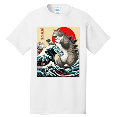 Catzilla Cat Japanese Art Funny Cat Gifts Tall T-Shirt