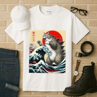 Catzilla Cat Japanese Art Funny Cat Gifts Tall T-Shirt