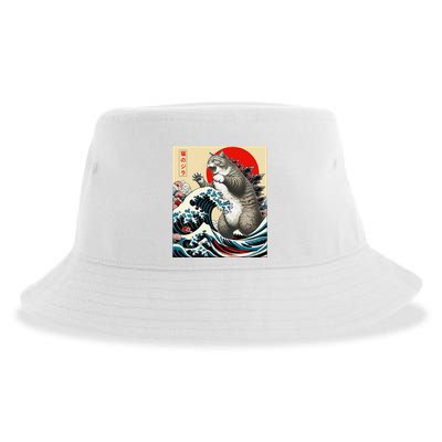 Catzilla Cat Japanese Art Funny Cat Gifts Sustainable Bucket Hat