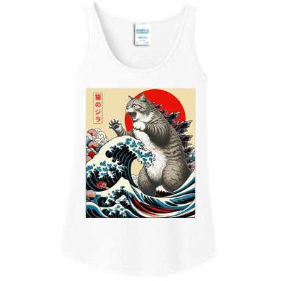 Catzilla Cat Japanese Art Funny Cat Gifts Ladies Essential Tank