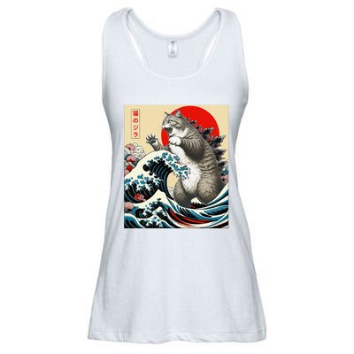 Catzilla Cat Japanese Art Funny Cat Gifts Ladies Essential Flowy Tank