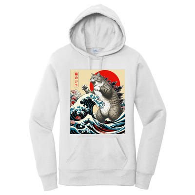 Catzilla Cat Japanese Art Funny Cat Gifts Women's Pullover Hoodie