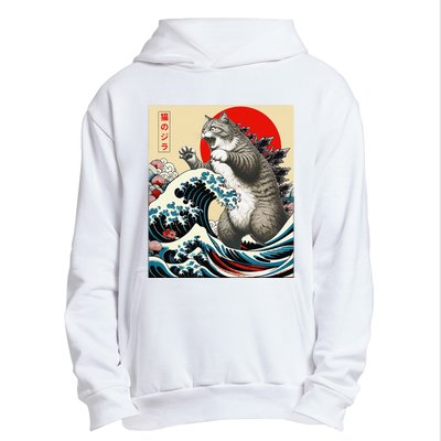 Catzilla Cat Japanese Art Funny Cat Gifts Urban Pullover Hoodie