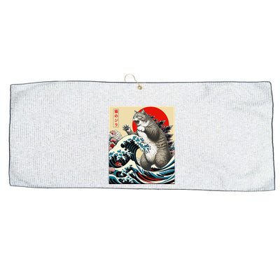 Catzilla Cat Japanese Art Funny Cat Gifts Large Microfiber Waffle Golf Towel