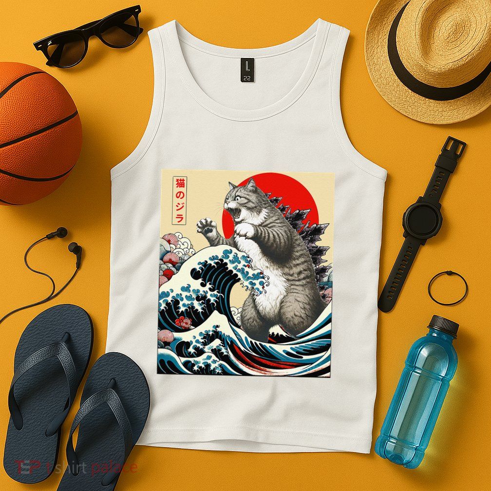 Catzilla Cat Japanese Art Funny Cat Gifts Tank Top