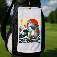 Catzilla Cat Japanese Art Funny Cat Gifts Golf Towel