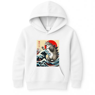 Catzilla Cat Japanese Art Funny Cat Gifts Kids Hoodie