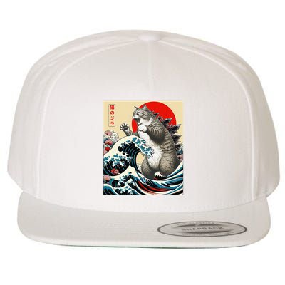 Catzilla Cat Japanese Art Funny Cat Gifts Wool Snapback Cap