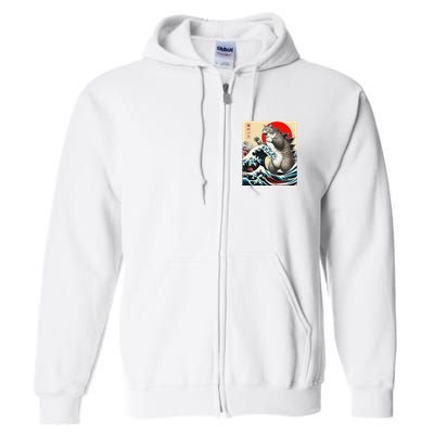 Catzilla Cat Japanese Art Funny Cat Gifts Full Zip Hoodie