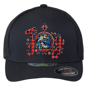 Christian Christmas Joy Jesus Nativity Scene Faith Family Flexfit Unipanel Trucker Cap