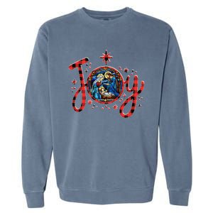 Christian Christmas Joy Jesus Nativity Scene Faith Family Garment-Dyed Sweatshirt