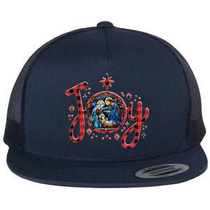 Christian Christmas Joy Jesus Nativity Scene Faith Family Flat Bill Trucker Hat