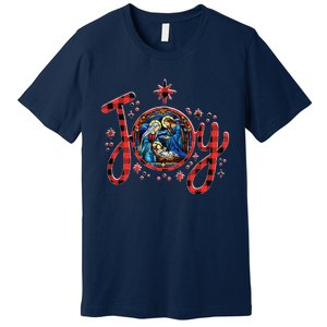 Christian Christmas Joy Jesus Nativity Scene Faith Family Premium T-Shirt