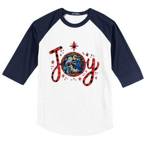 Christian Christmas Joy Jesus Nativity Scene Faith Family Baseball Sleeve Shirt