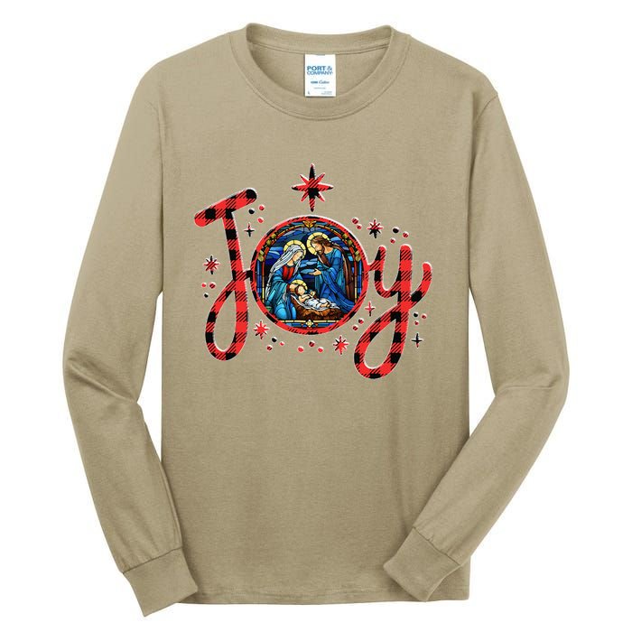 Christian Christmas Joy Jesus Nativity Scene Faith Family Tall Long Sleeve T-Shirt