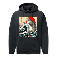 Catzilla Cat Japanese Art Funny Cat Performance Fleece Hoodie