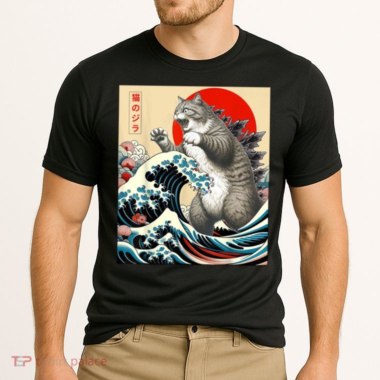 Catzilla Cat Japanese Art Funny Cat Performance Shirt