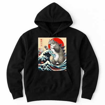 Catzilla Cat Japanese Art Funny Cat Hoodie
