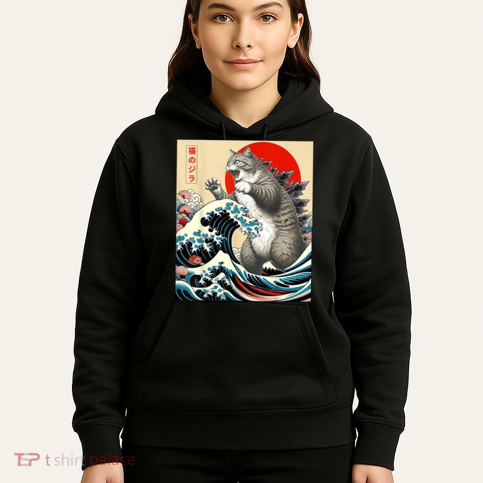 Catzilla Cat Japanese Art Funny Cat Hoodie