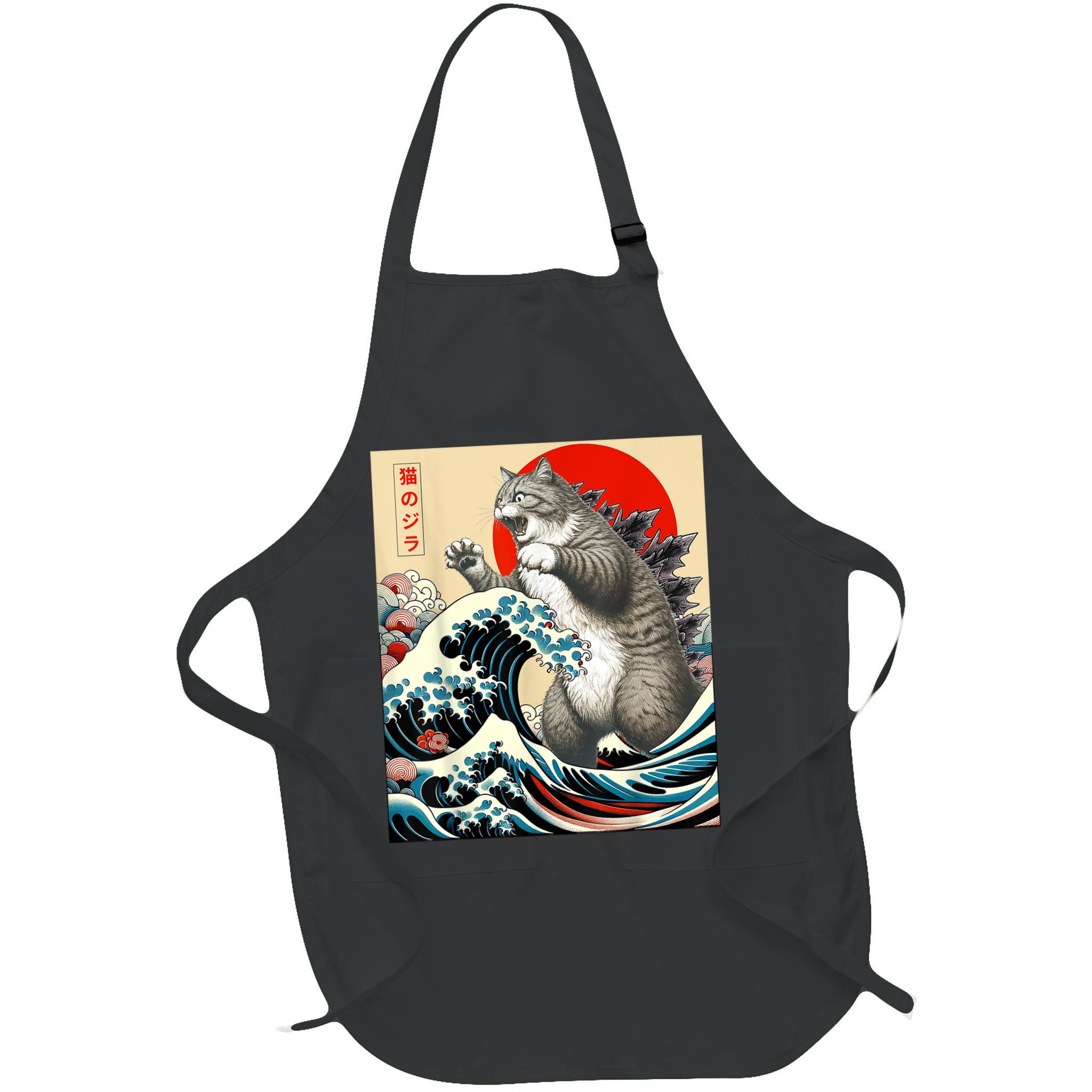 Catzilla Cat Japanese Art Funny Cat Apron
