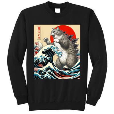 Catzilla Cat Japanese Art Funny Cat Sweatshirt