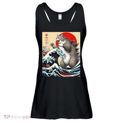 Catzilla Cat Japanese Art Funny Cat Ladies Essential Flowy Tank