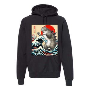 Catzilla Cat Japanese Art Funny Cat Premium Hoodie