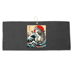 Catzilla Cat Japanese Art Funny Cat Large Microfiber Waffle Golf Towel