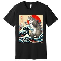 Catzilla Cat Japanese Art Funny Cat Premium T-Shirt